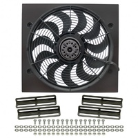 Derale High Output 17" Electric Fan 2400Cfm 2Spd 265w, Black Steel Shroud Kit 16919