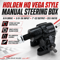 Holden HQ Vega Style Manual Steering Box - Suit R/H Drive with 5/8-36 Input & 1"-32 Output Shaft, 20:1 Ratio