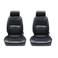 Autotecnica Deluxe Classic Seat With Headrest PU Leather Black Pair Universal SS43