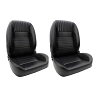 Autotecnica Retro Universal Car Seats Black PU Leather Pair ADR Approved SS65