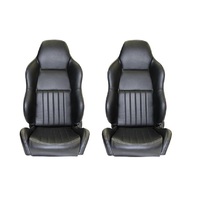 Autotecnica Sports Classic High Back PU Leather Black Seats Universal Pair SSBH03