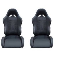 Autotecnica Universal Sports Seat Semi-Moulded Black Pair SSP67BK