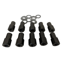 Street Pro Wheel Lug Nut Kit Black Suits 002 / 005 Street Pro  Mag Wheel Open End Length 1.46 1/2 .775 Shank With .119 Washers Set of 10