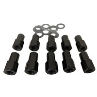 Street Pro Wheel Lug Nut Kit Black 002 Street Pro Open End Mag Length 1.46 1/2 .700 Shank Set of 10