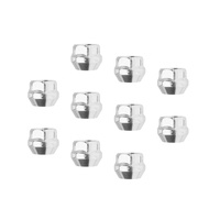 Wheel Lug Nut Kit Chrome, Acorn Open End Bulge Length, 0.87, 12 x 1.25, Set of 10