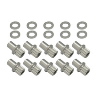 Street Pro Wheel Lug Nut & Washer Kit 1/2''-20 Open Cold Forged Billet Aluminium 0.850" Shank Silver Set of 10