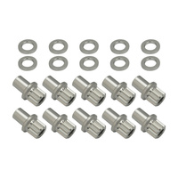 Street Pro Wheel Lug Nut & Washer Kit 7/16''-20 Open Cold Forged Billet Aluminium 0.850" Shank Silver Set of 10