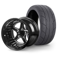 Street Pro Convo Pro Wheel & Tyre Package Mickey SS Radial up to 295 Black 15x10' For Ford Bolt Circle 5x 4.50' (-25) 4.50' Back Space