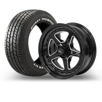 Street Pro Convo Pro Wheel & Tyre Package Mickey ST Radial up to 225 Black 15x6' For Ford Bolt Circle 5x 4.50' (0) 3.50' Back Space