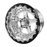 Street Pro Street Pro ll Convo Pro Wheel Polished Black Machined Bead Lock Style 15x8.5' For Holden Chevrolet Bolt Circle 5 x 4.75' (-32) 3.50' Back S