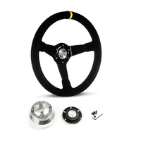 SAAS Steering Wheel Suede 14" ADR Drifter Black Spoke SW1016S and SAAS billet boss kit for Chevrolet Camaro 1967