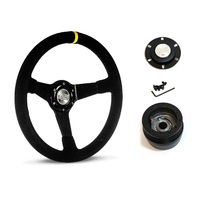 SAAS Steering Wheel Suede 14" ADR Drifter Black Spoke SW1016S and SAAS boss kit for Chevrolet Camaro 1967