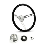 SAAS Steering Wheel Poly 15" Classic Deep Dish Satin Alloy Slots SW25610 and SAAS billet boss kit for Chevrolet Camaro 1967