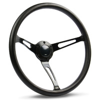 SAAS Steering Wheel Poly 15" Classic Deep Dish Black Alloy Slots SW25910