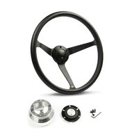 SAAS Steering Wheel Poly 15" Classic Deep Dish Black Alloy Solid SW25912 and SAAS billet boss kit for Holden Torana LJ- LH LX UC TA 1972-1983