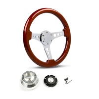 SAAS Steering Wheel Wood 14" ADR Logano Chrome Spoke & Button SW506CR and SAAS billet boss kit for Chevrolet Camaro 1967