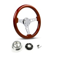 SAAS Steering Wheel Wood 14" ADR Logano Chrome Spoke & Button SW506CR and SAAS billet boss kit for Holden Commodore VB VC VH 1980-1984
