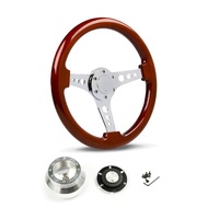 SAAS Steering Wheel Wood 14" ADR Logano Chrome Spoke & Button SW506CR and SAAS billet boss kit for Holden Torana LJ- LH LX UC TA 1972-1983