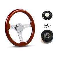SAAS Steering Wheel Wood 14" ADR Logano Chrome Spoke & Button SW506CR and SAAS boss kit for Ford Falcon XE XF Falcon / Fairmont 1984-1988