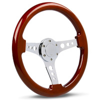 SAAS Steering Wheel Wood 14" ADR Logano Chrome Spoke & Button SW506CR