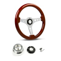 SAAS Steering Wheel Wood 14" ADR Logano Chrome Spoke SW506CW and SAAS billet boss kit for Chevrolet Camaro 1967