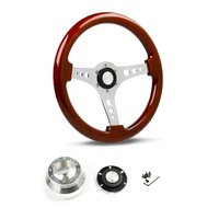 SAAS Steering Wheel Wood 14" ADR Logano Chrome Spoke SW506CW and SAAS billet boss kit for Holden Commodore VB VC VH 1980-1984