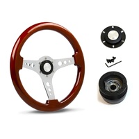 SAAS Steering Wheel Wood 14" ADR Logano Chrome Spoke SW506CW and SAAS boss kit for Nissan Patrol MQ 1980-1985
