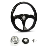 SAAS Steering Wheel Poly 14" ADR Octane Black Spoke SW515B-R and SAAS billet boss kit for Holden HQ HJ HX WB 1971-1980