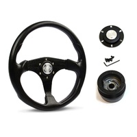 SAAS Steering Wheel Poly 14" ADR Octane Black Spoke SW515B-R and SAAS boss kit for Holden Commodore VN VP 1988-1993