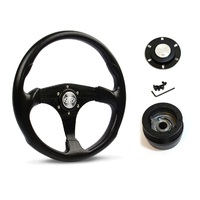 SAAS Steering Wheel Poly 14" ADR Octane Black Spoke SW515B-R and SAAS boss kit for Mitsubishi DELICA 1994-1996