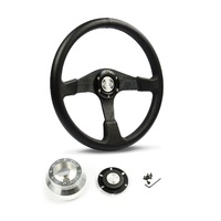 SAAS Steering Wheel Leather 15 " ADR Octane Black Spoke SW515BL-R and SAAS billet boss kit for Holden Commodore VB VC VH 1980-1984