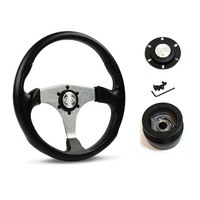 SAAS Steering Wheel Poly 14" ADR Octane Brushed Alloy Spoke SW515S-R and SAAS boss kit for Leyland Mini 850 Cooper S Deluxe 1962-1972