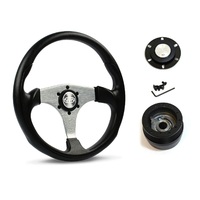 SAAS Steering Wheel Poly 14" ADR Octane Brushed Alloy Spoke SW515S-R and SAAS boss kit for Nissan Patrol MQ 1980-1985