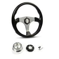 SAAS Steering Wheel Poly 14" ADR Octane Titanium Spoke SW515T-R and SAAS billet boss kit for Holden Commodore VB VC VH 1980-1984