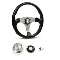 SAAS Steering Wheel Poly 14" ADR Octane Titanium Spoke SW515T-R and SAAS billet boss kit for Holden Torana LJ- LH LX UC TA 1972-1983