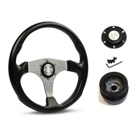 SAAS Steering Wheel Poly 14" ADR Octane Titanium Spoke SW515T-R and SAAS boss kit for Nissan Patrol MQ 1980-1985