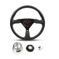 SAAS Steering Wheel Leather 14" ADR Director Black Spoke SW516B-R and SAAS billet boss kit for Holden Commodore VB VC VH 1980-1984