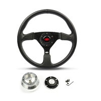 SAAS Steering Wheel Leather 14" ADR Director Black Spoke SW516B-R and SAAS billet boss kit for Holden Torana LJ- LH LX UC TA 1972-1983