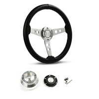 SAAS Steering Wheel PVC 14" ADR Retro Brushed Spoke SW616OS-R and SAAS billet boss kit for Chevrolet Camaro 1967