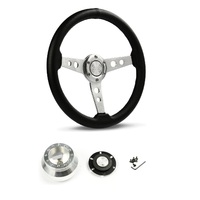SAAS Steering Wheel PVC 14" ADR Retro Brushed Spoke SW616OS-R and SAAS billet boss kit for Holden Commodore VB VC VH 1980-1984