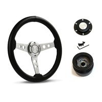 SAAS Steering Wheel PVC 14" ADR Retro Brushed Spoke SW616OS-R and SAAS boss kit for Ford Mustang 1965-1969