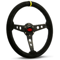 SAAS Steering Wheel Suede 14" ADR Retro Black Spoke + Indicator SW616OS-S