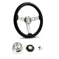 SAAS Steering Wheel Leather 14" ADR Retro Satin Spoke SW616OSP-R and SAAS billet boss kit for Holden Commodore VB VC VH 1980-1984