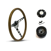 SAAS Steering Wheel Wood 15" ADR Classic Chrome With Holes SW701CHW and SAAS boss kit for Holden Rodeo TF 1988-2003