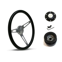 SAAS Steering Wheel Poly 15" ADR Classic Brushed Alloy Slotted SW702BAP and SAAS boss kit for Nissan Patrol MQ 1980-1985