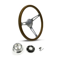 SAAS Steering Wheel Wood 15" ADR Classic Brushed Alloy Slotted SW702BAW and SAAS billet boss kit for Chevrolet Camaro 1967
