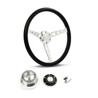 SAAS Steering Wheel Poly 15" ADR Classic Brushed Alloy With Holes SW702BH and SAAS billet boss kit for Chevrolet Camaro 1967