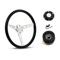 SAAS Steering Wheel Poly 15" ADR Classic Brushed Alloy With Holes SW702BH and SAAS boss kit for Nissan Patrol MQ 1980-1985