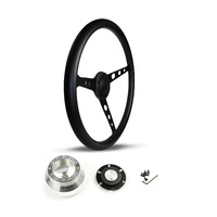 SAAS Steering Wheel Poly 15" ADR Classic Black Alloy With Holes SW702PBS and SAAS billet boss kit for Holden Commodore VB VC VH 1980-1984