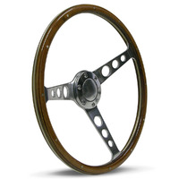 SAAS Steering Wheel Wood 15" ADR Classic Polished Alloy Holes + Rivet SW704PHW